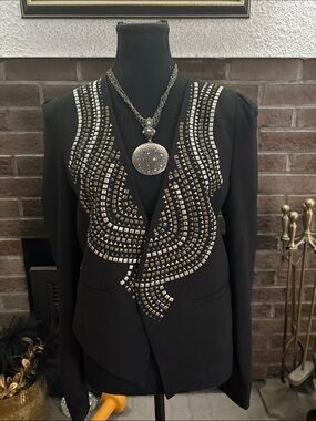 english rose Black Blazer with Silver Stud Embellishment